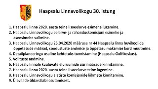 Haapsalu Linnavolikogu 31 istung (25.09.2020)