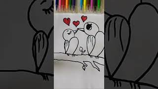 How to Draw a Sparrow in Love Using Numbers 22 easy and quikly #SHORT