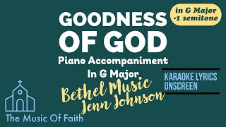 GOODNESS OF GOD Piano Accompaniment in G (-1) [Karaoke Lyrics Onscreen]