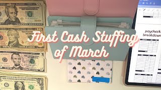 cash envelope and sinking fund | low & variable income| first cash stuffing of march | stuffing $335