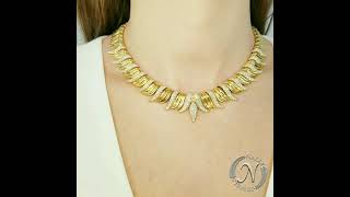 Elegant 10ct Diamond & 18k Yellow Gold Necklace, length 16", weight 158.7g.