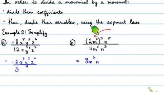 1D - 3.8 Multiplying and Dividing by Monomials