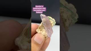 Stunning Kunzite With Tourmaline & Feldspar 💎💕 #pianomusic #crystals #mineralspecimen #minerals