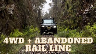 Toyota Land Cruiser driving abandoned rail lines in NSW Australia