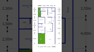 Denah Rumah Ukuran 7x15 Meter #denahrumah #desianrumah #rumah