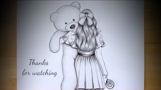 How to draw a Beautiful Girl with a Teddy Bear🧸|| Pencil ✏ Sketch