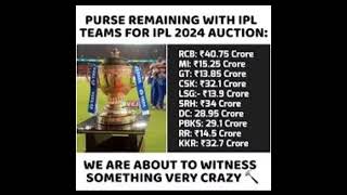 IPL 2024 auction purse reaminning all team #ipl2024