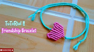 DIY Friendship Bracelet Tutorial For Beginner, Heart Bracelet, Gelang Hati, Macrame Bracelet