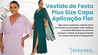 Elegância em Cada Detalhe: Vestido de Festa Plus Size Capa com Aplicação de Flor