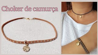 CHOKER COLAR CURTO FÁCIL COM TIRA DE CAMURÇA @canaldajann6834 @Micangasbyjanaina