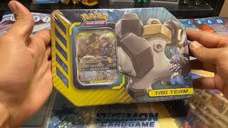 Pokemon Tag Team Lucario and Melmetal Tin Unboxing + Pokemon Card Giveaway