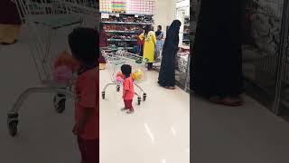 Alex,17 Months Old boy is dragging the #cart #Shoppingcart in #Dmart