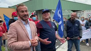 David Trouchaud, directeur de l'hôpital de Flers (Orne), intervient lors d'une manifestation