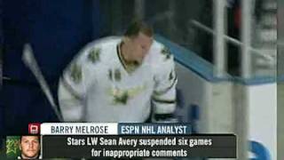 Barry Melrose offers his opinion on Sean Avery's suspension