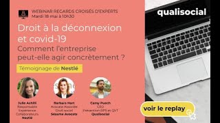 Webinaire Regards Croisés d'Experts "Droit à la déconnexion et Covid : comment agir concrètement ?"