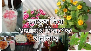 ফুলের বাগানে নতুন দুইটা সদস্য আসলো। ইফতারিতে নিজের মতো করে তরমুজ দিয়ে মিল্কশেক বানালাম।