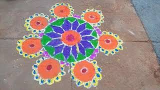 Process of making Rangoli for Deepawali