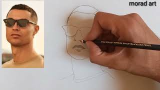 How to draw Cristiano Ronaldo's face with a pencil in an easy way