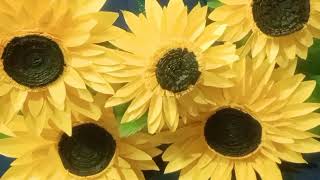 how to make sunflower with paper//DIY//