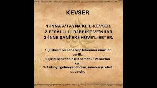 Kevser Suresi Türkçe okunuşu ve anlamı  #kevser #kevsersuresi