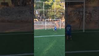 Seb football goal aged 4