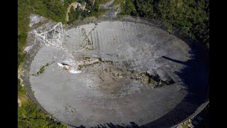 Telescópio Arecibo: rompimento dos cabos de aço e a queda.