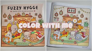 color with me | fuzzy hygge coloring book | cozy fireplace | copic markers