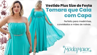 Arrase no seu evento com Vestido Plus Size Festa Tomara que Caia com Capa