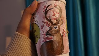 deer 🦌, acrylic work on coffee cup 🖌️