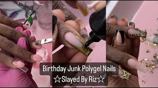 Birthday Junk Nails ♏️ Scorpio Season || Polygel Nail Tech|| Full Polygel Process|| Slayed By Riz