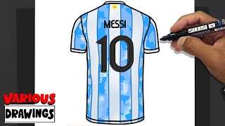 Cómo dibujar Camiseta MESSI 10 ARGENTINA - Lionel Messi