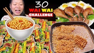 30 Wai Wai Noodles Challenge🤩With Chicken Adobo | Eating Noodles | Nepali Mukbang