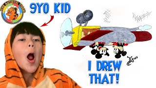 9yo Autistic Savant Draws UPSIDE DOWN - Mickey and Minnie Mouse | Plane Crazy