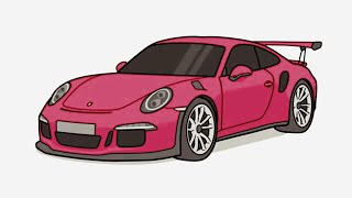 How to draw PORSCHE 911 GT3 RS 2024/ draw porsche sports car