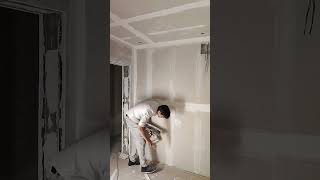 Tratamento de junta Drywall 💯👍 Simples e Rápido #shorts #short #viral #lifehacks #drywall #obra #diy