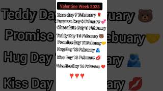 Valentine Day😘 Week list 2023