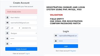 Login and Registration System Using PHP And MYSQL