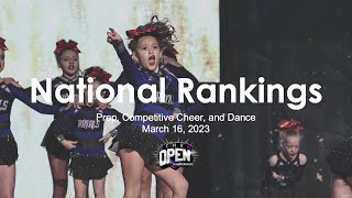 March 16, 2023 - National Rankings for Prep, Competitive Cheer, and Dance