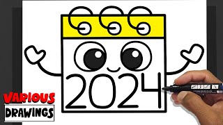 How To Draw 2024 Happy New Year