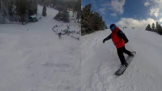 Split view - Ray and Alex Snowboarding at Snow Summit 2/22/20