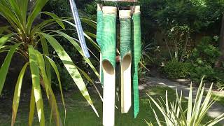 Batu bamboo wind chime, large green