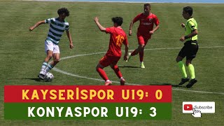 Kayserispor U19: 0 - Konyaspor U19: 3 (Geniş Özet)