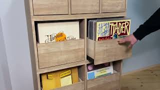 レコードの引き出しキャビネット／引き出しを開閉する様子　Vinyl Record Storage Cabinet   LP Drawer / Opening and closing drawers