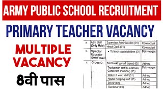 प्राइमरी शिक्षक भर्ती || आर्मी स्कूल शिक्षक भर्ती  #primary #tgt #pgt #prt #job #newvacancy