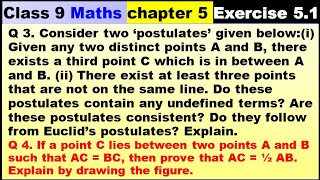 Class 9 Math Ex 5.1 Q 3|Q 4|introduction of Euclid Geometry|Chapter 5|Math|NCERT|Ch-5|Math Solution