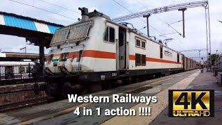 [4 IN 1]  WAP7 WITH LHB EXPRESS TRAINS ACTION IN WESTERN RAILWAYS !!!!!!!!