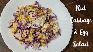 Red Cabbage, Sweet Corn & Egg Salad Recipe | Saute Time