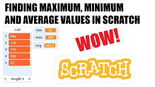 Finding average, minimum and maximum values of a list in scratch