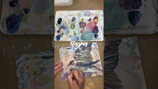 Collaging and Glazing a Rough Winged Swallow #artprocessvideo #collage #Acrylicglazing