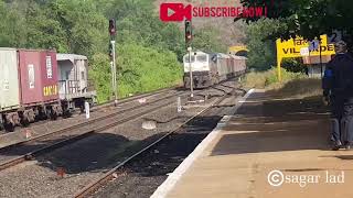 High Speed WDP4D 12432 NZM TVC Rajdhani Express Skipping Vilvade Station : Koakan Railways